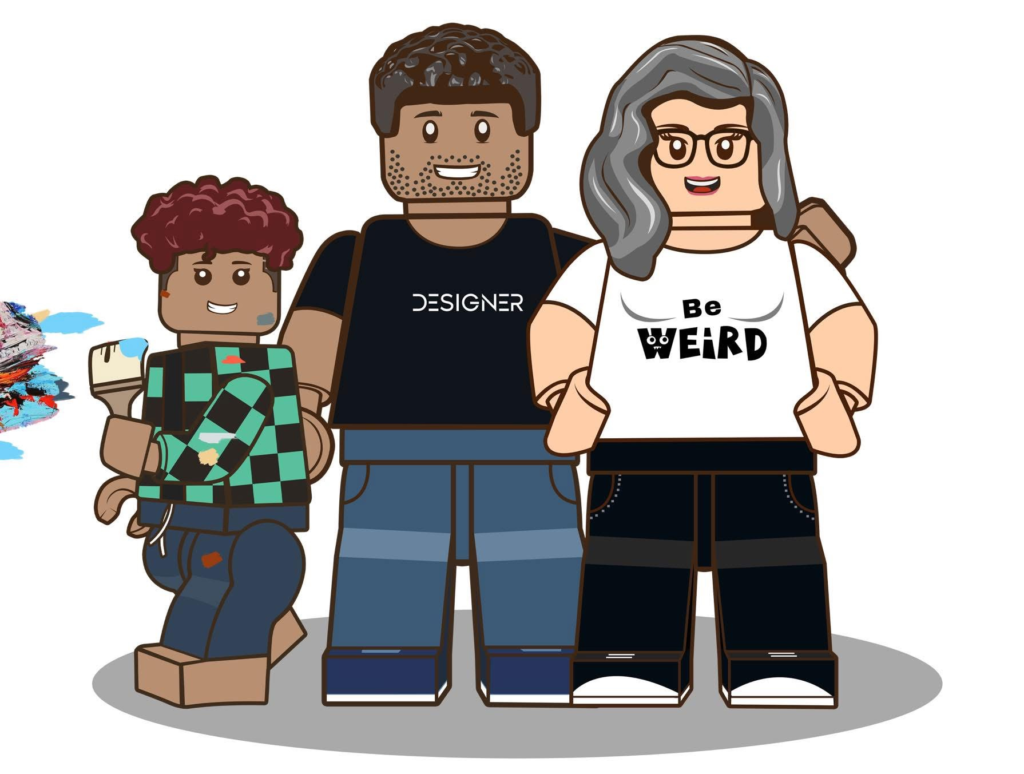 Family building Lego together